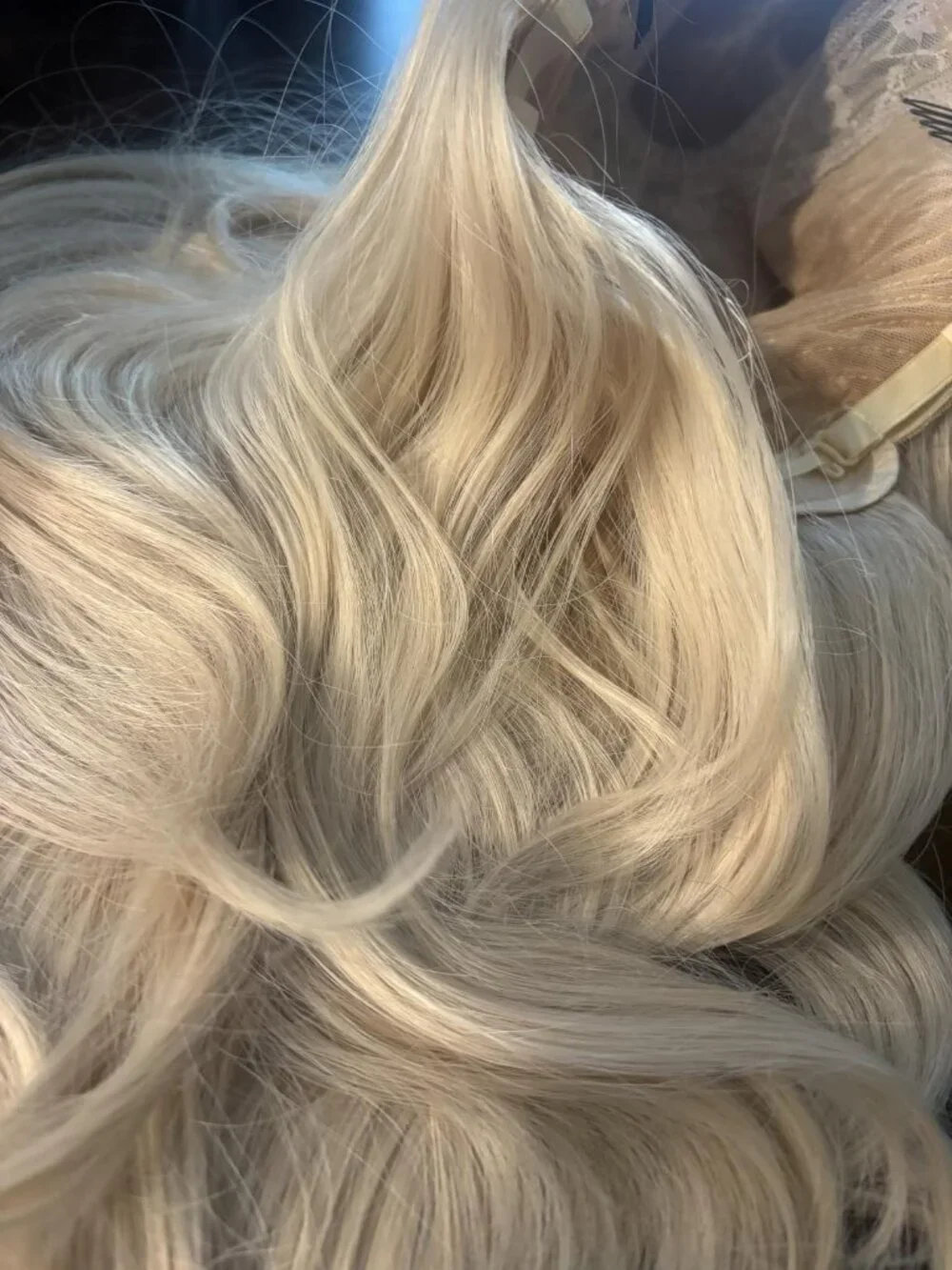 Women's 24 Inch Blonde Long Layered Wig With Curtain Bangs Lace Front Straight